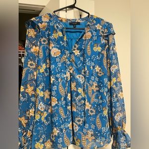 Eclair Women's Long Sleeve Floral Blouse Blue/Multi Size M